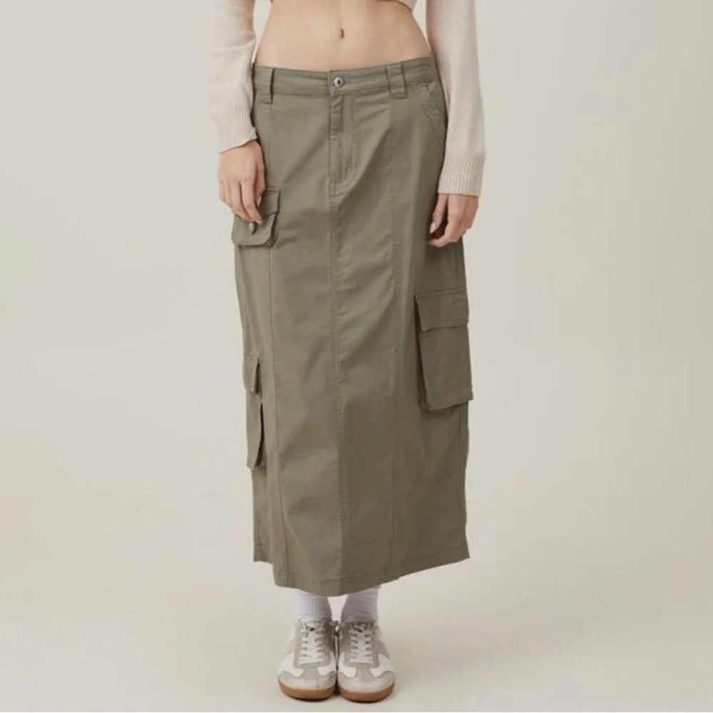 Cotton On Olive Cargo Utility Maxi Skirt